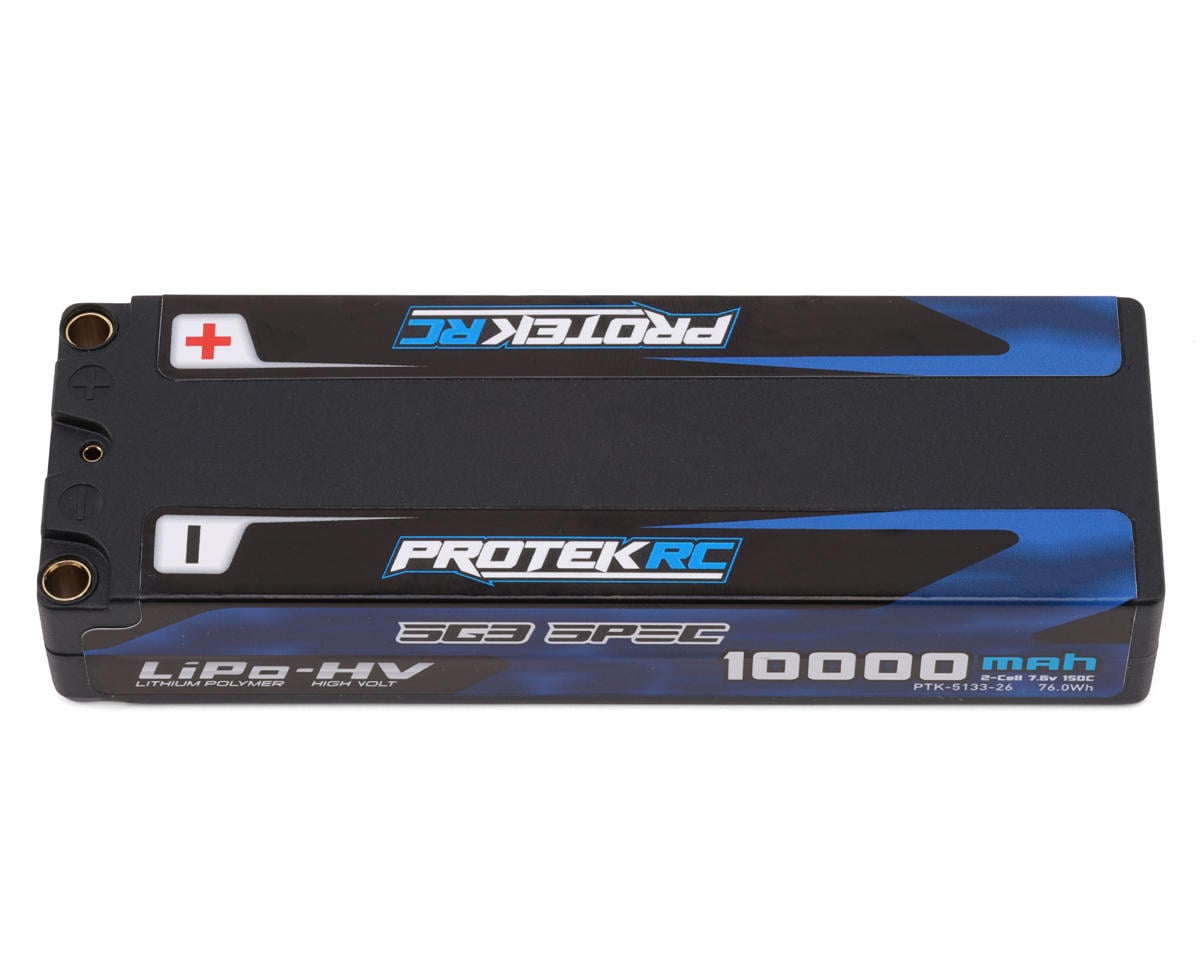 ProTek RC 2S 150C Low IR SG3 HV LiPo Battery (7.6V/10000mAh) w/5mm Connectors (ROAR Approved), PTK-5133-26