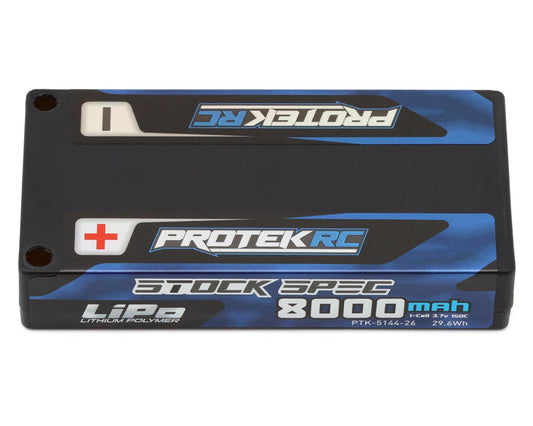 ProTek RC 1S 150C Low IR Si-Graphene "Stock Spec" Shorty LiPo Battery (3.7V/8000mAh) w/5mm Connectors (ROAR Pending), PTK-5144-26
