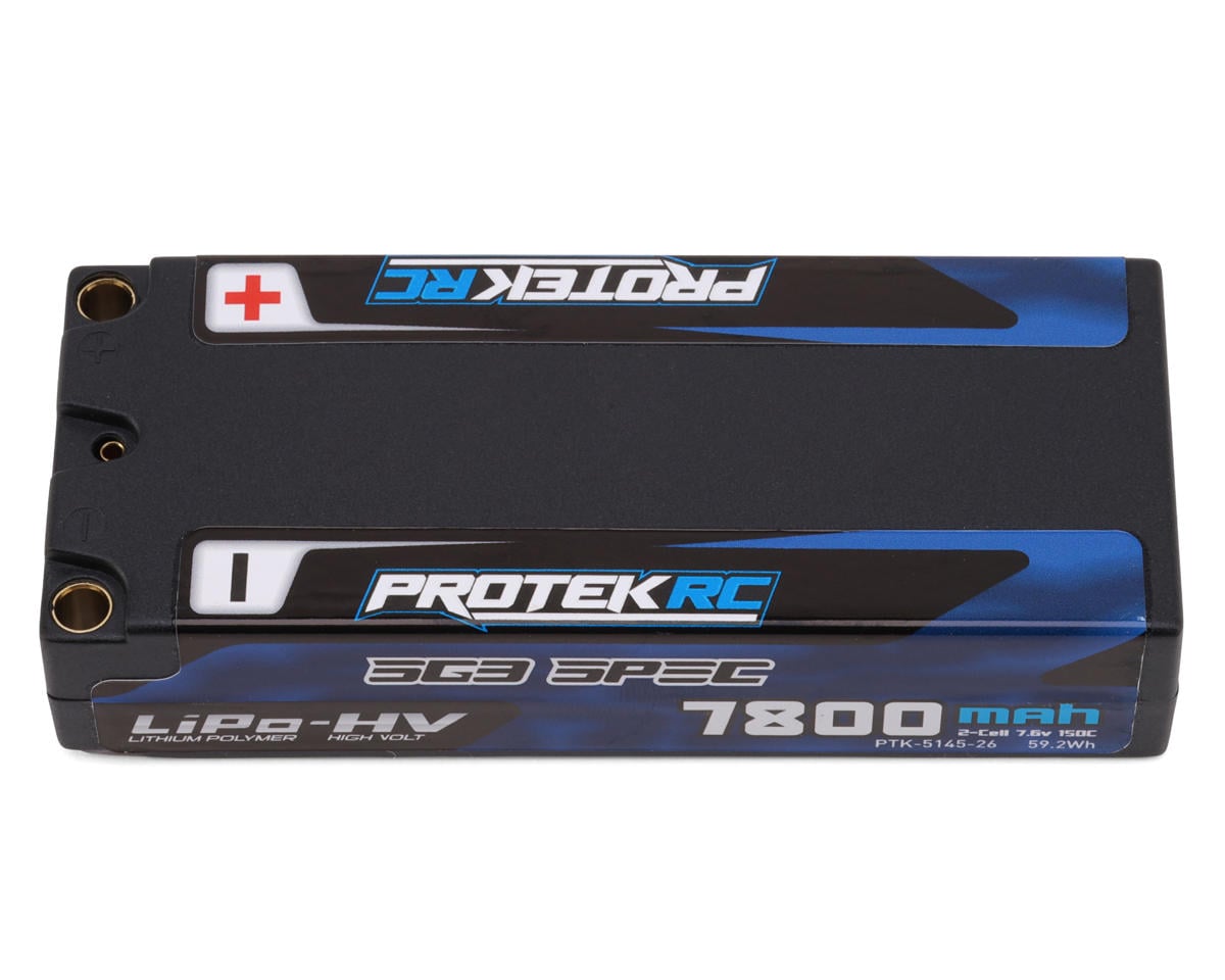 ProTek RC 2S 150C Low IR SG3 HV Mid-Sized LiPo Battery (7.6V/7800mAh) w/5mm Connectors (ROAR Approved) (113mm Length), PTK-5145-26