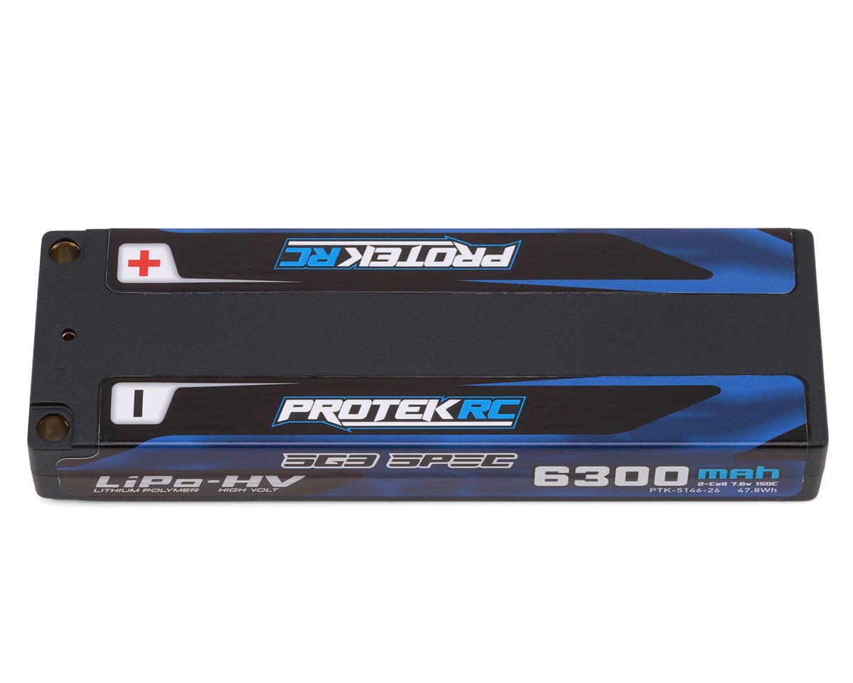 ProTek RC 2S 150C Low IR SG3 HV ULCG Stick LiPo Battery (7.6V/6300mAh) w/5mm Connectors (ROAR Approved), PTK-5146-26