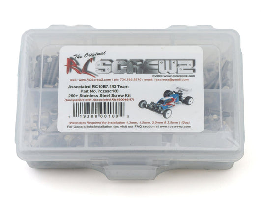 Team Associated RC10B7.1/B7.1D Stainless Steel Screw Kit, RCZASC180