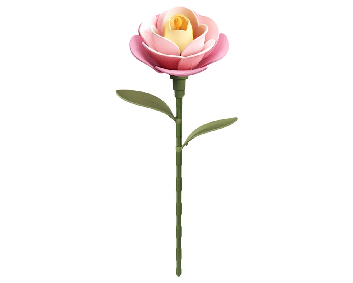 Robotime Pink Camellia DIY Miniature 3D Plastic Model Kit, ROEAD011