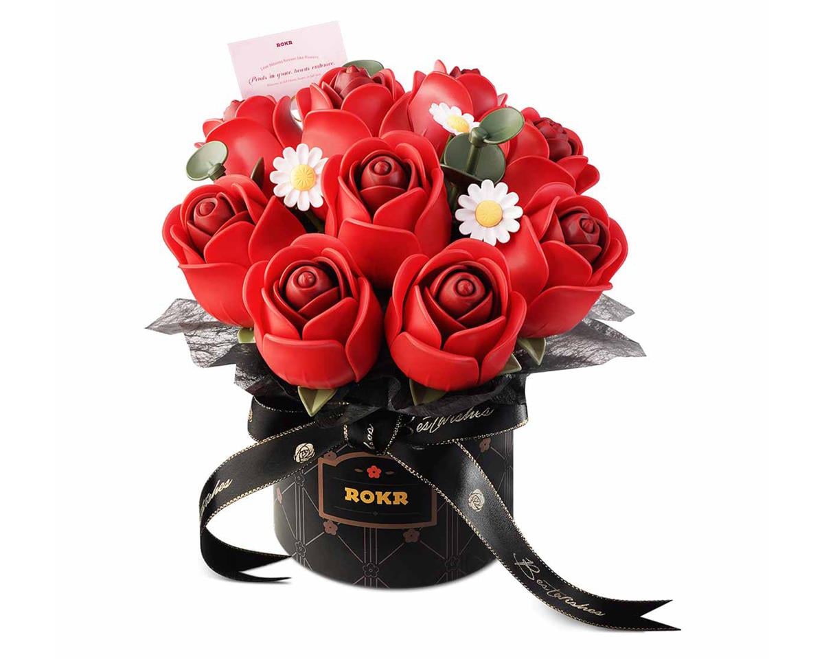 Robotime Red Rose Bouquet DIY Miniature 3D Plastic Model Kit, ROEAF02J