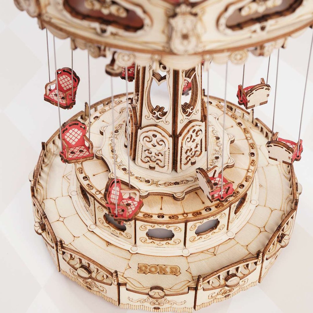 Robotime-ROKR Swing Ride DIY Music Box 3D Puzzle, ROEEA02