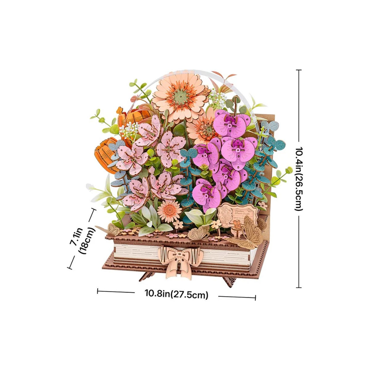 Rowood Blooming Book Flower Bouquet DIY 3D Wooden Model Kit, ROETW04H