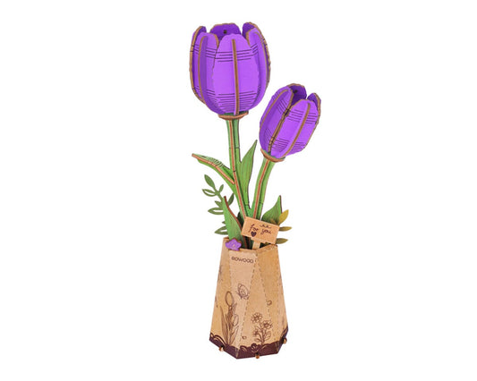 Rowood Purple Tulip Flower DIY 3D Wooden Model Kit, ROETW083