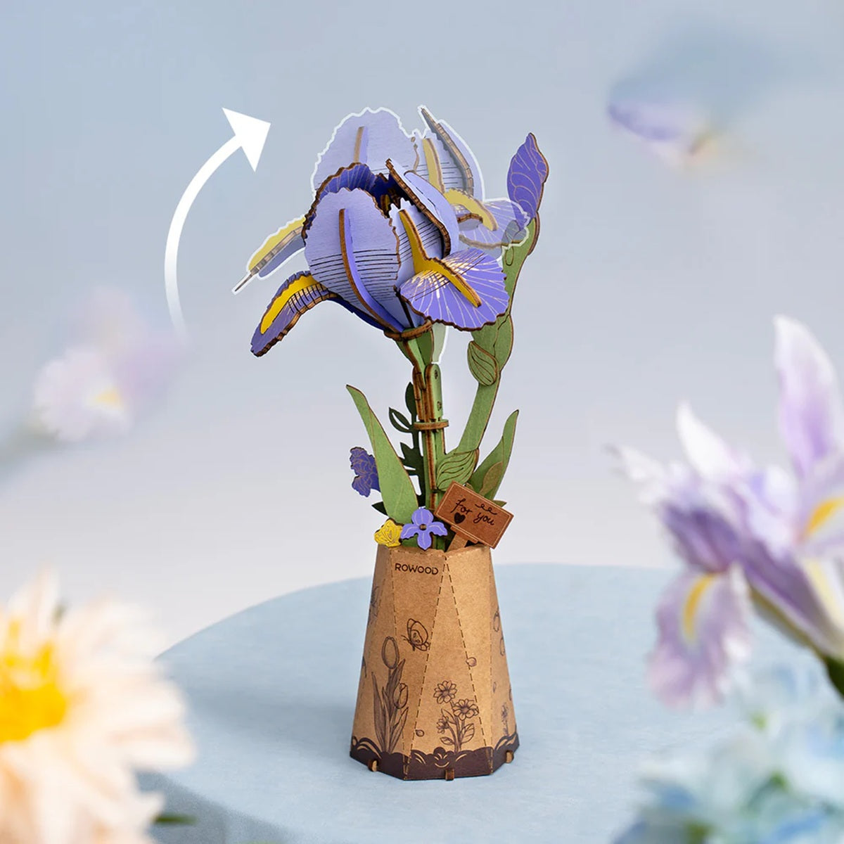 Rowood Purple Iris DIY 3D Wooden Model Kit, ROETW121