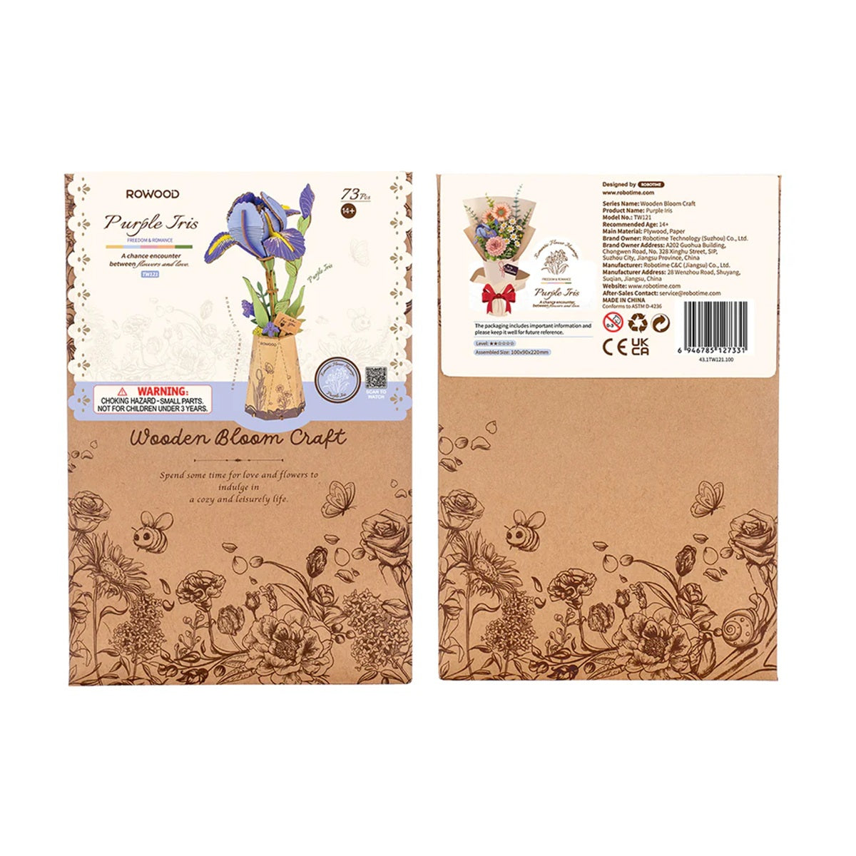 Rowood Purple Iris DIY 3D Wooden Model Kit, ROETW121