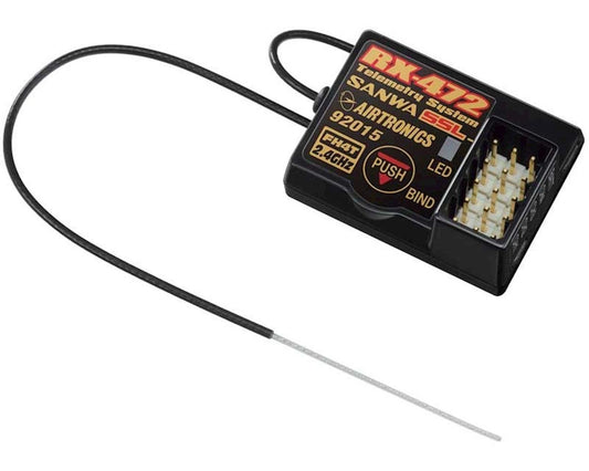 Sanwa / Airtronics 4-channel RX472 2.4GHz FH4T Telemetry Receiver, SNW107A41117A