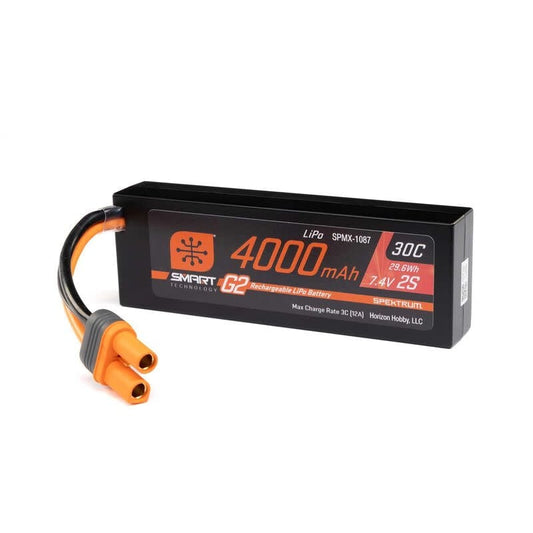 SPMX-1087 7.4V 4000mAh 2S 30C Smart G2 Hardcase LiPo Battery: IC5 (Spektrum)
