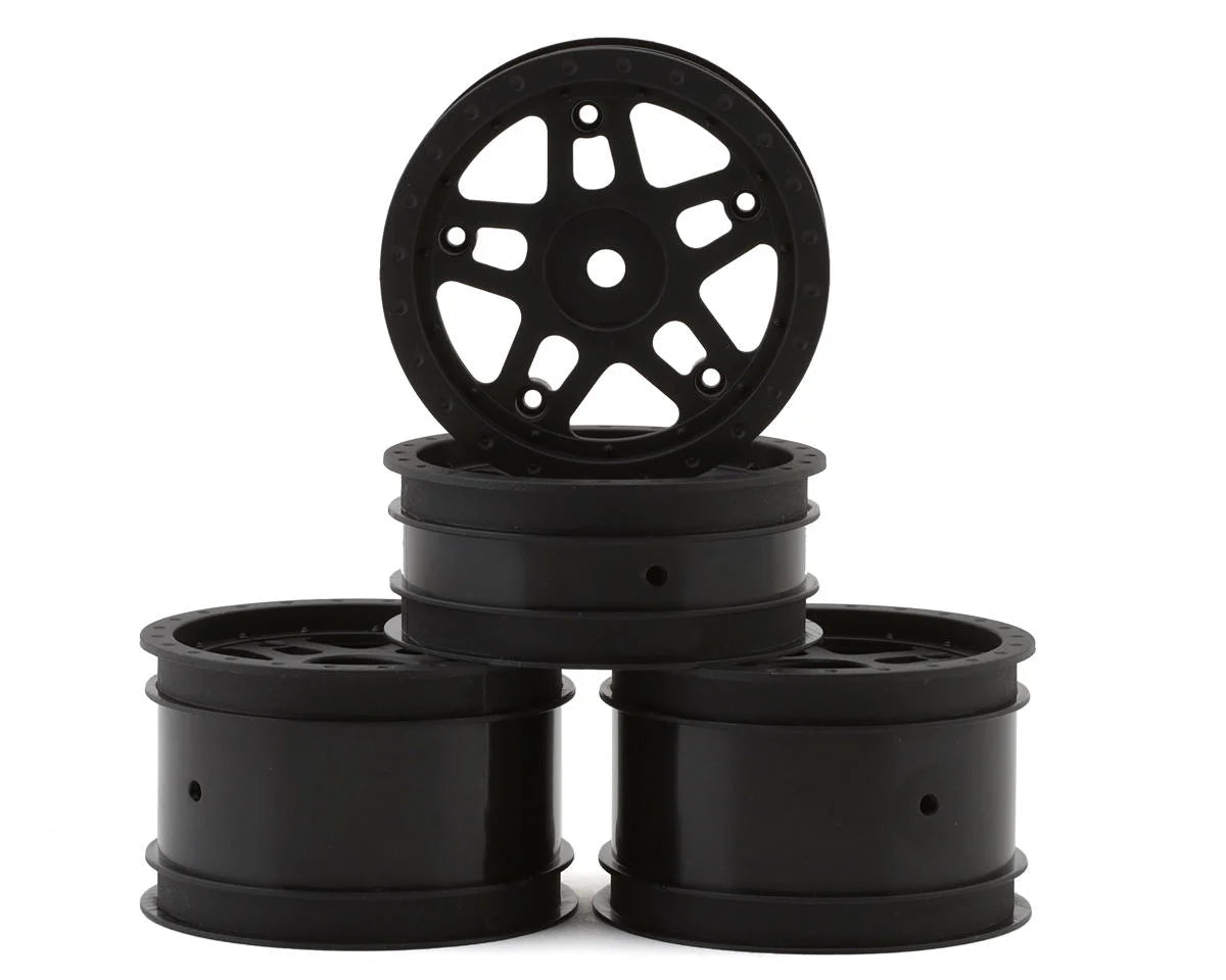 Whitz Racing Products 1/10 Whiplash 2.2" Sprint Car Dirt Oval Wheels Set (Black) (Front/Rear), WRP-WL-SET