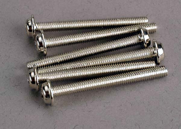 Screws, 3x30mm washerhead machine (6) TRA-3196