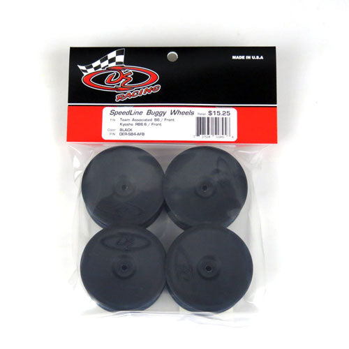 DER-SB4-AFB – Speedline Buggy Wheels for Associated B6 / Kyosho RB6 / Front / BLACK / 4pcs