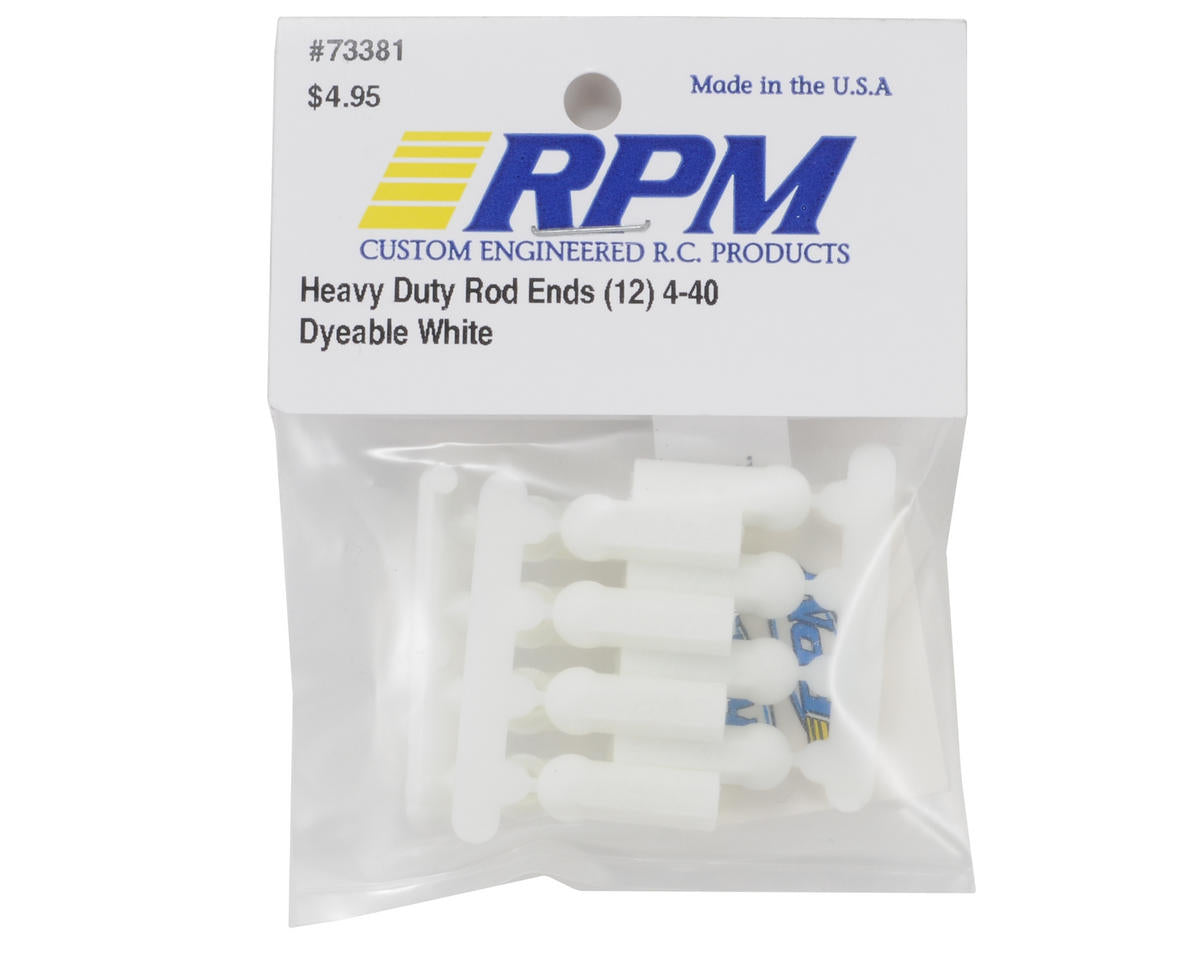 RPM Heavy Duty 4-40 Rod Ends (White) (12) RPM-73381